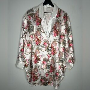 Vintage NWT KATHRYN Silky Floral Long Sleeve‎ Nightgown Size L